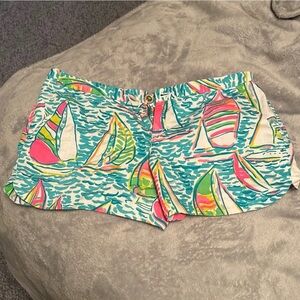 Lilly Pulitzer Pink and Blue Sailboat High Waist Shorts